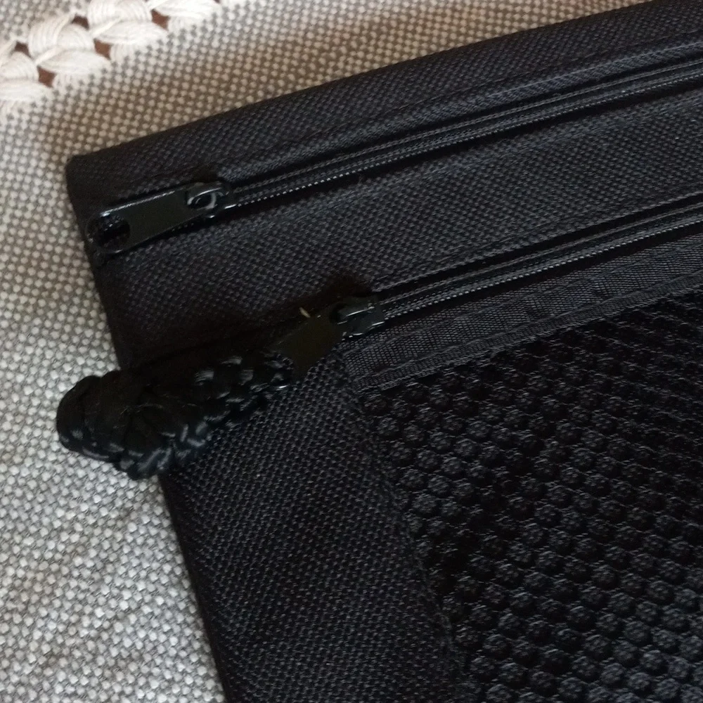 Black Mesh Fabric Binder Pencil Case